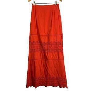 NIGHTCAP Skirt Maxi Exposed Zipper Crocheted Lace Tiered Boho Carissa Renee